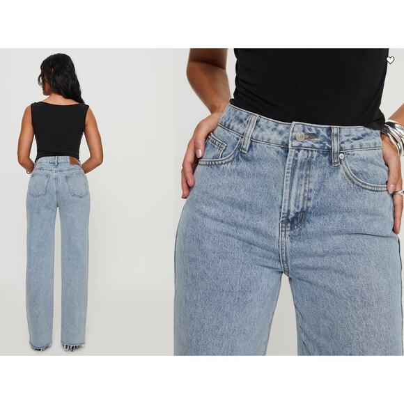 Princess Polly Karlina High Rise Straight Leg Jeans in Light Wash, sz 2 - Picture 2 of 10